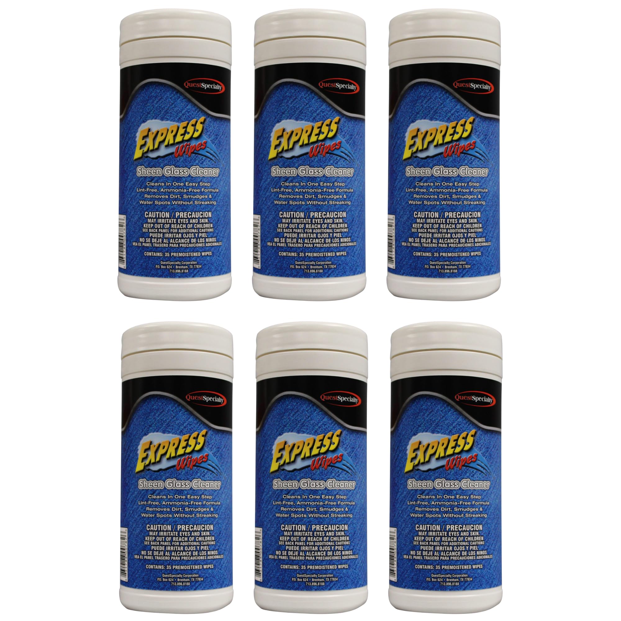 Quest 6490 EXPRESS WIPES Sheen Glass Cleaner Case of 6