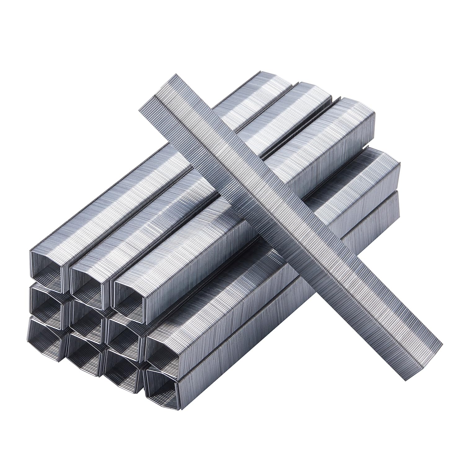 Strips of Bostitch B8 PowerCrown Staples with one strip separated