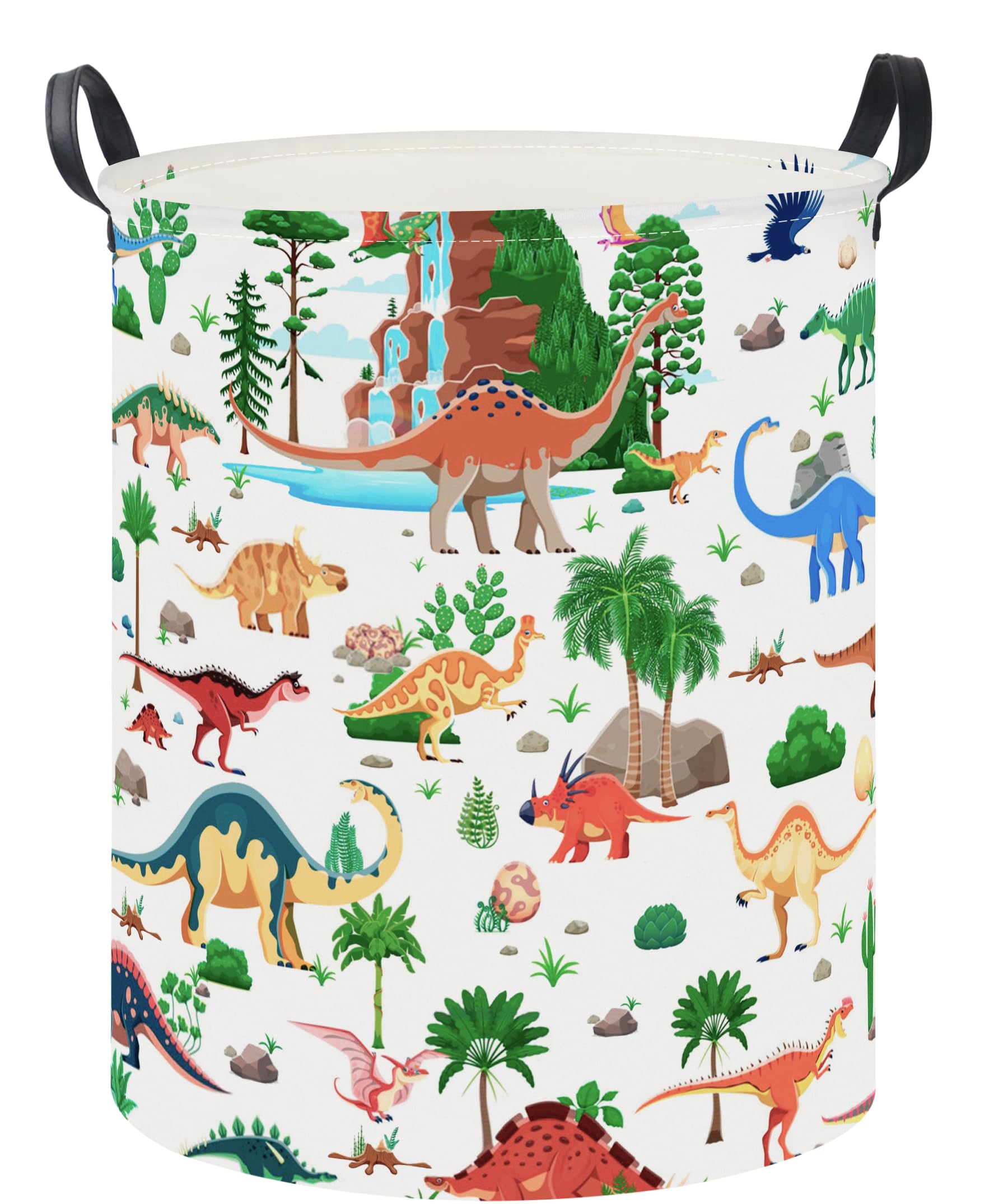 CLOCOR Large Laundry Basket,Waterproof Nursery Hamper,Collapsible Fabric Storage Container,Room Decor,Gift Basket（Ancient Dinosaurs