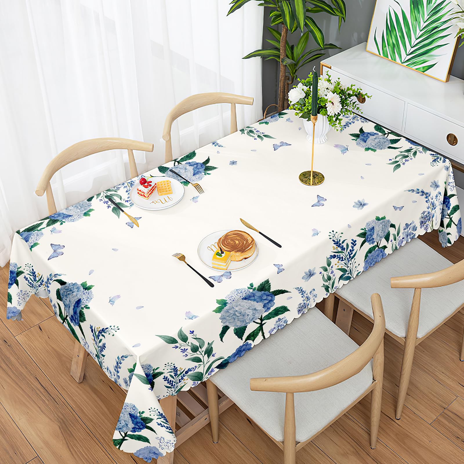 Eikione 60 x 102 Tablecloths for Rectangle Tables - Fabric Stain Resistant Coffee Table Cover for Party Patio Home Decor