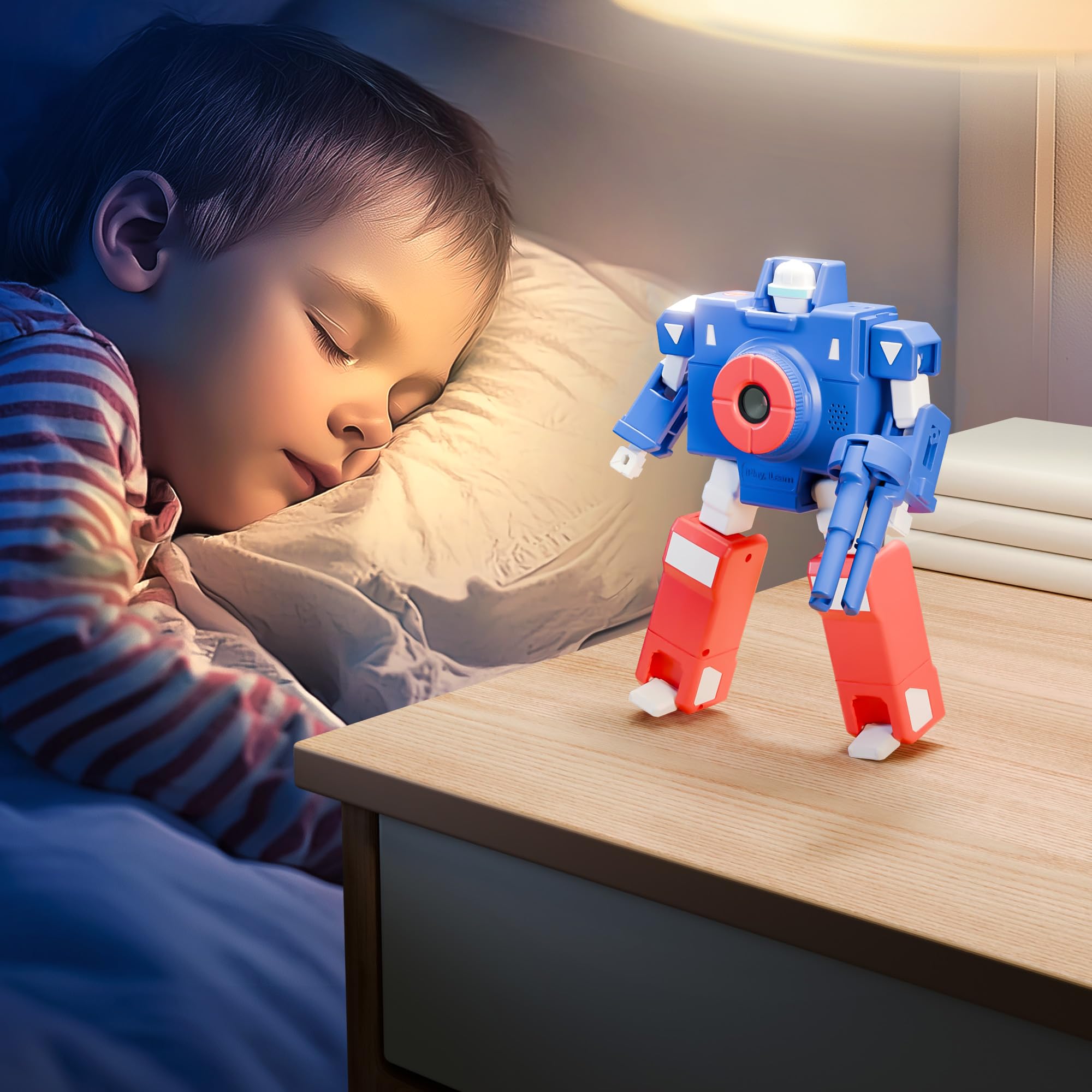 Cámara selfie con pantalla táctil para niños, cámara de video digital HD 1080P para niños de 3 a 6 años, cámara robot de viaje portátil para exteriores con tarjeta SD de 32 GB, regalo de 7