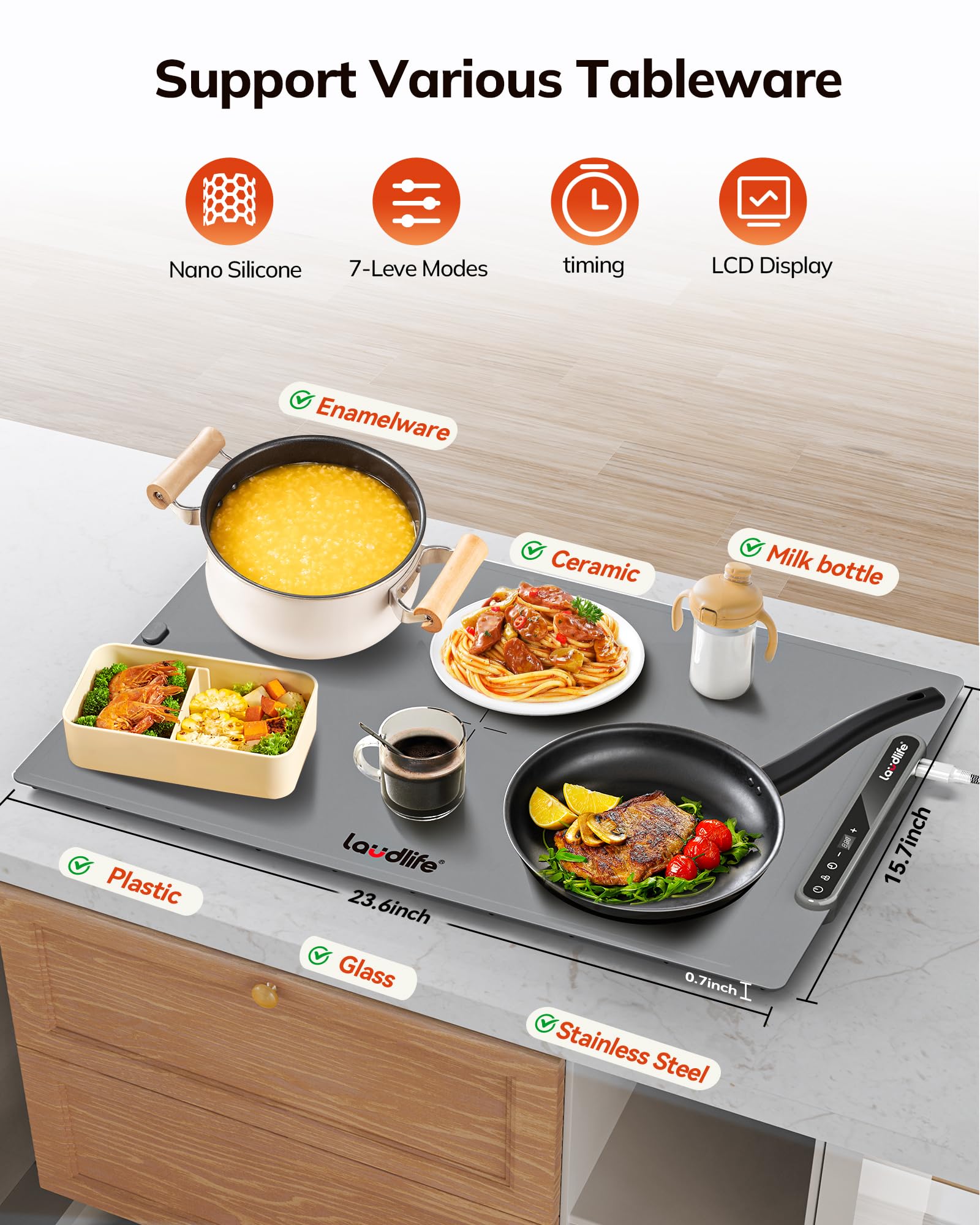 調理器具 Laudlife Silicone Warming Tray BW618 Amazon.com: Laudlife Electric Warming Mat for Food, Roll-Up