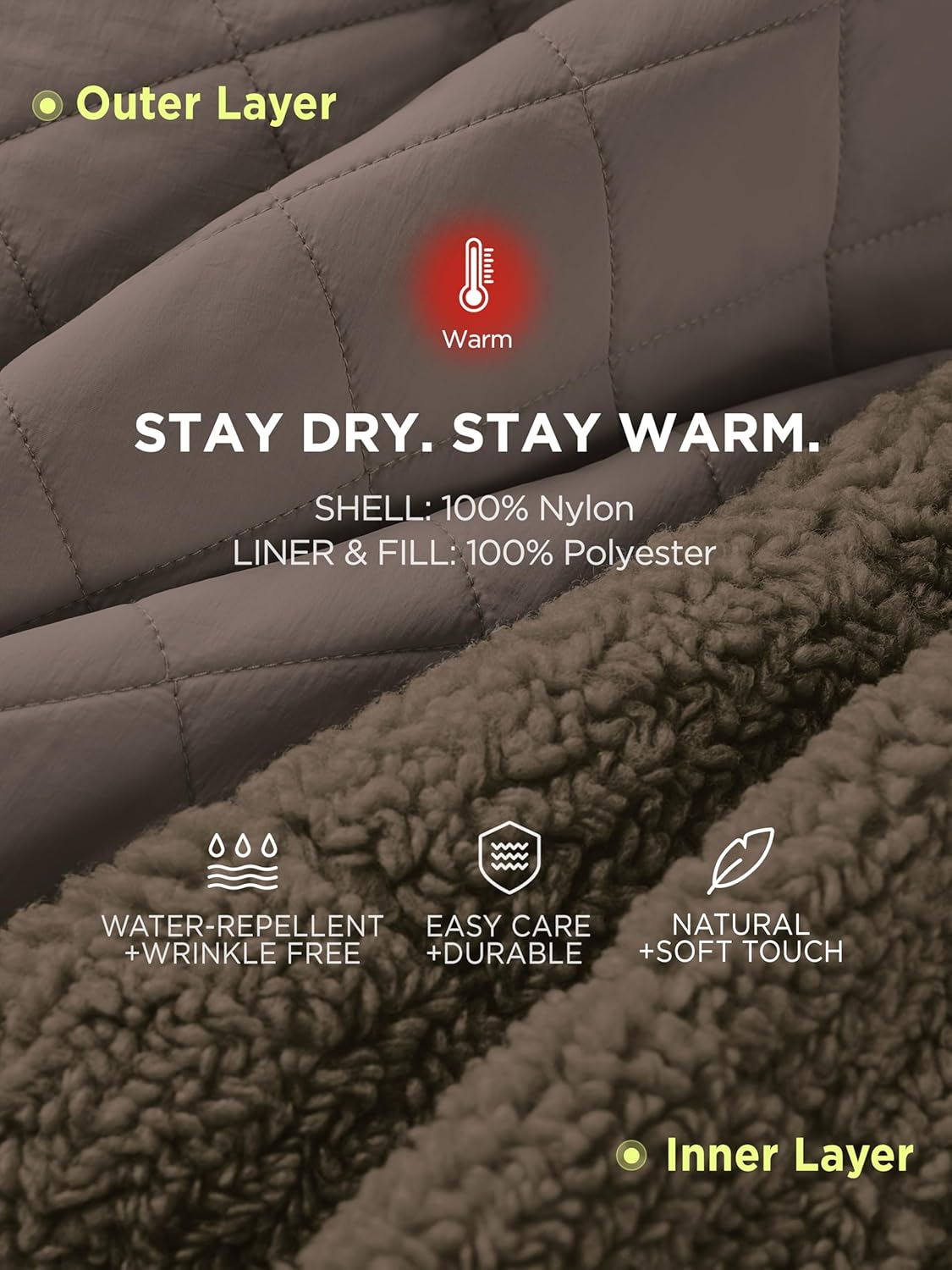 ODODOS Women's Sherpa Lined Insulated Jacket Full Zip Split Hem Long Sleeve Coat Winter Warm Outerwear with Pockets, Coffee, Medium - Image 6