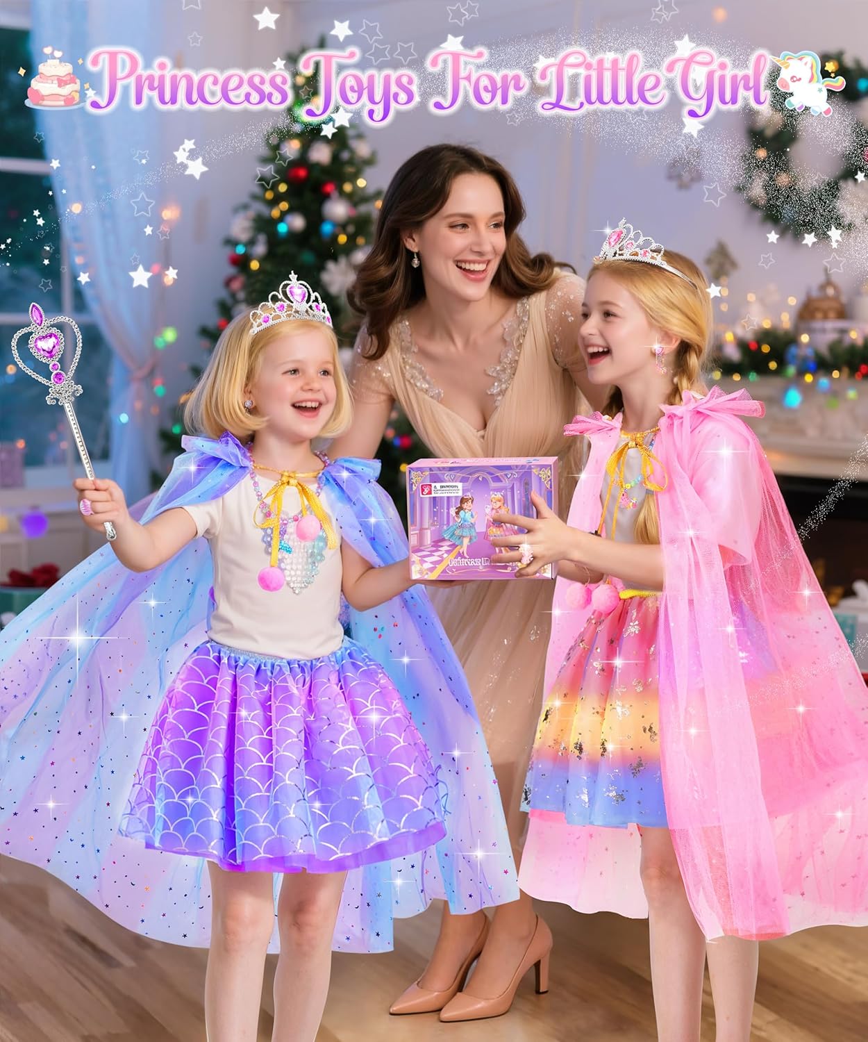 Princess Dress Up Toys Jewelry Boutique, Girls Dress Up Shoes Role Play Gifts, Pretend Play Clothes Accessories With Princess Mermaid Theme Costumes Birthday Party Favors For Little Girls Aged 3 4 5 6