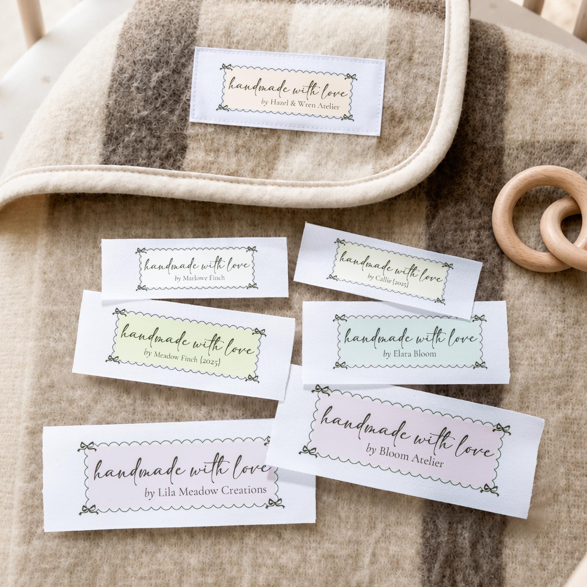 15Pcs Personalised Cotton Tags Sewing Labels with Name for Handmade Items