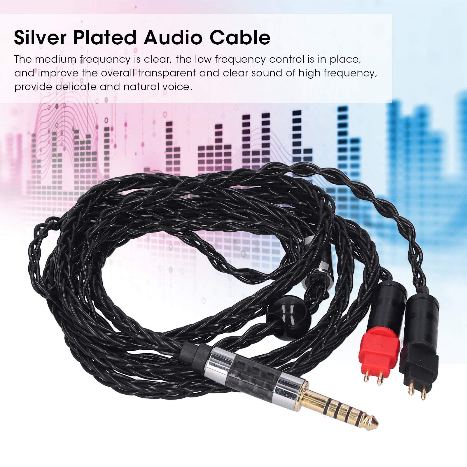 ASHATA Ersatzkabel für, 8-adriges Symmetrisches OCC-Doppelkabel-OCC-Audiokabel für HD600 HD580(4,4 MM)