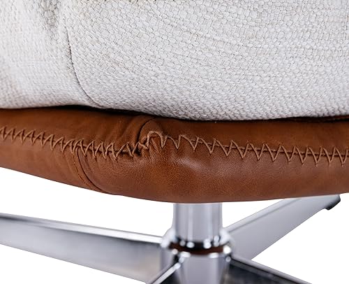 Miniatura 8 de VESCASA Silla decorativa giratoria tapizada con otomana, silla de lectura Leathaire con reposapiés, cómodo juego de sillas de descanso con taburete