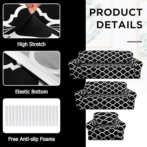 Miniatura 3 de Peryiter Juego de 3 fundas de sofá para sala de estar, fundas de muebles para sofá y sofás, funda de sofá biplaza o sillón, protector de muebles,