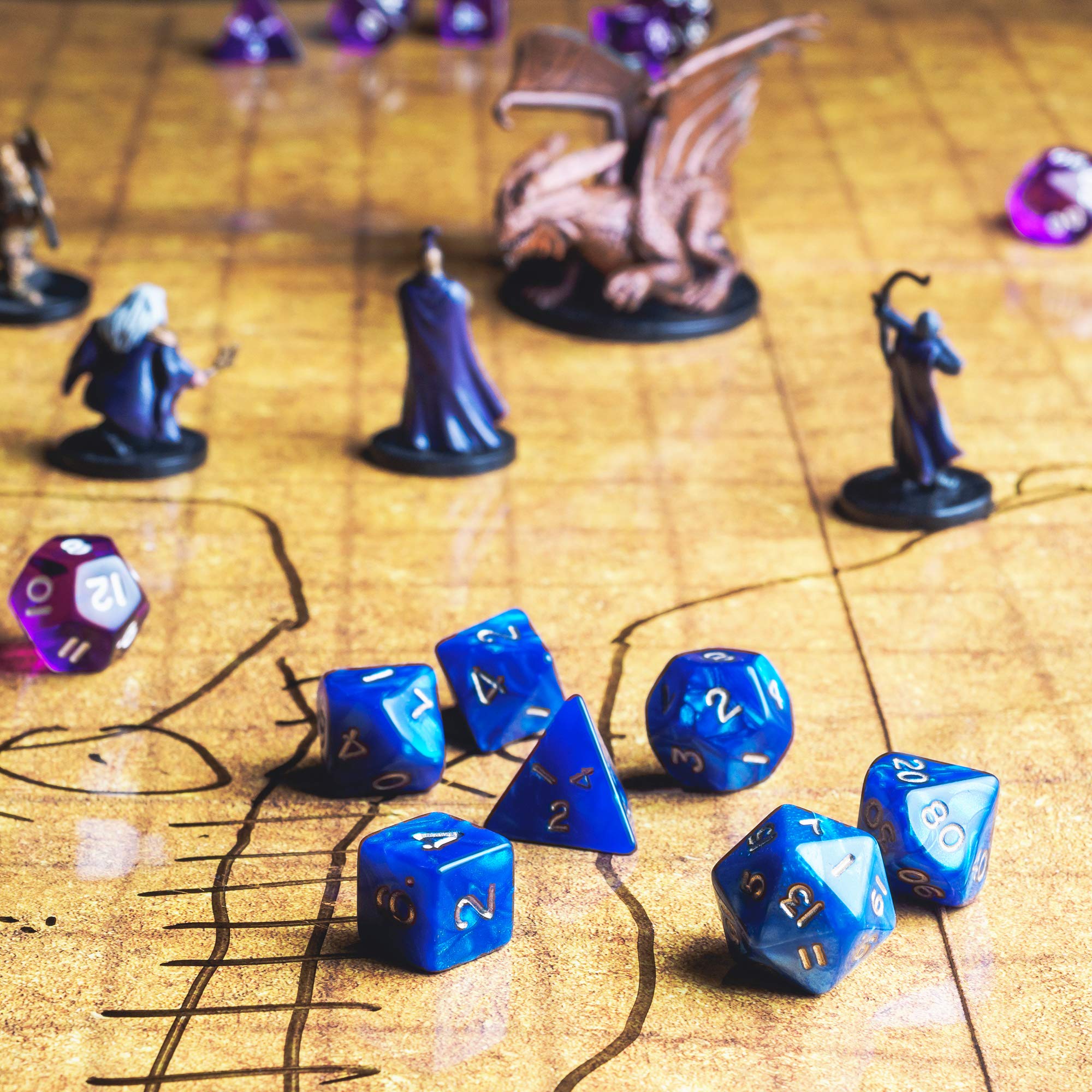 THE TWIDDLERS 140 Pièces Dés Polyédriques pour DND, Donjons et Dragons, RPG, JDR, MTG, Jeux de Table, Jeux de Rôle - Solide