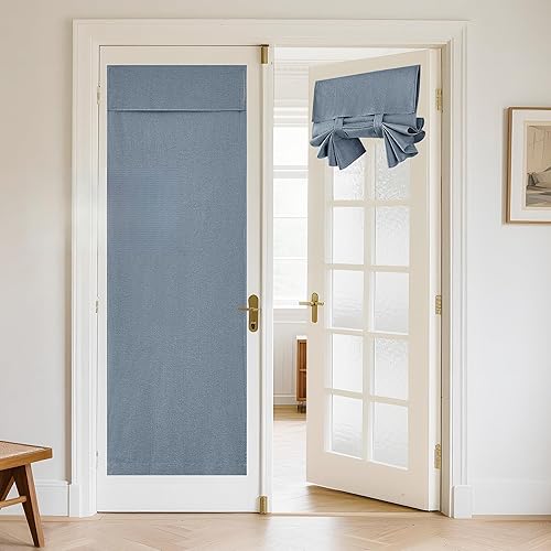 Miniatura 60 de RYB HOME Cortinas de privacidad para puerta francesa, rica textura de lino, cortinas para oscurecer la habitación, cortinas y cortinas