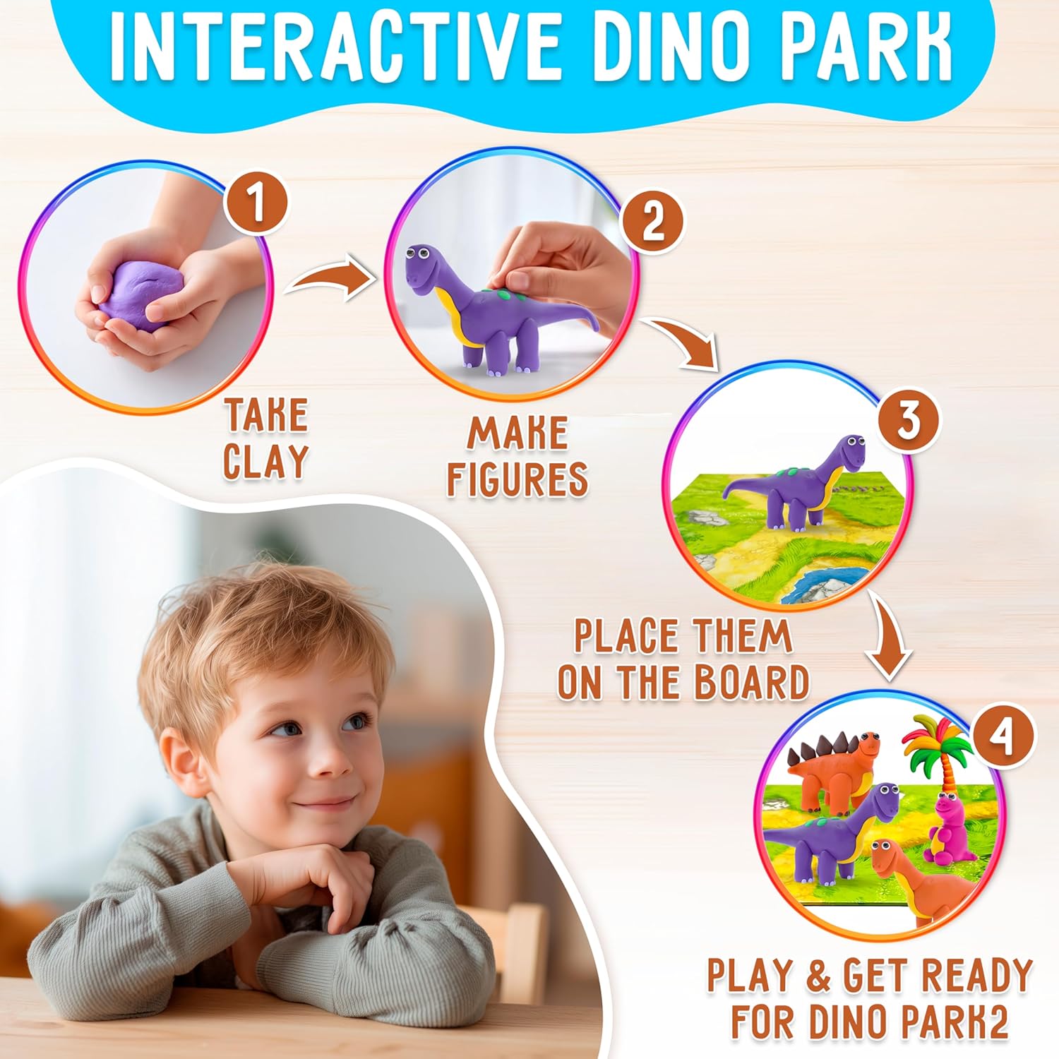 Air Dry Modeling Clay for Kids - Dinosaurs DIY Art and Crafts Modeling Kit with Tools - Interactive Magic Molding Clay - Creative Learning Educational Toys for Kids