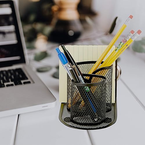 Miniatura 3 de Mind Reader DCUPORG2-BLK 2 piezas de malla taza, pluma, lápiz, clip de papel, organizador de almacenamiento de suministros de oficina, negro 1 ranura