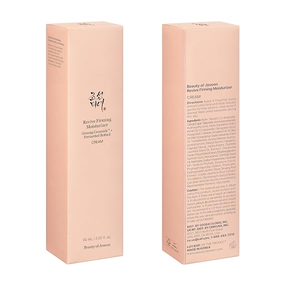 Beauty of Joseon Revive Firming Moisturizer Ginseng Ceramide + Fermented Retinol (60ml,2.02 fl.oz.) and Revive Eye Serum with Retinal Niacinamide (30ml, 1 fl.oz)