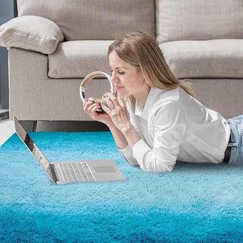 Miniatura 11 de Vafodo Alfombras de área para dormitorio esponjoso, alfombra de sala de estar, 9 x 12 pies, suave y esponjosa, alfombra de área rosa sólido