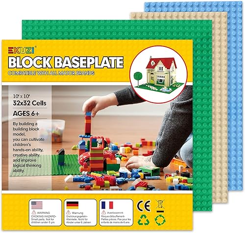 Placas base clásicas compatibles con ladrillos y placas base, juego combinado de base de construcción de 10 x 10 pulgadas y 10 x 5 pulgadas, placas
