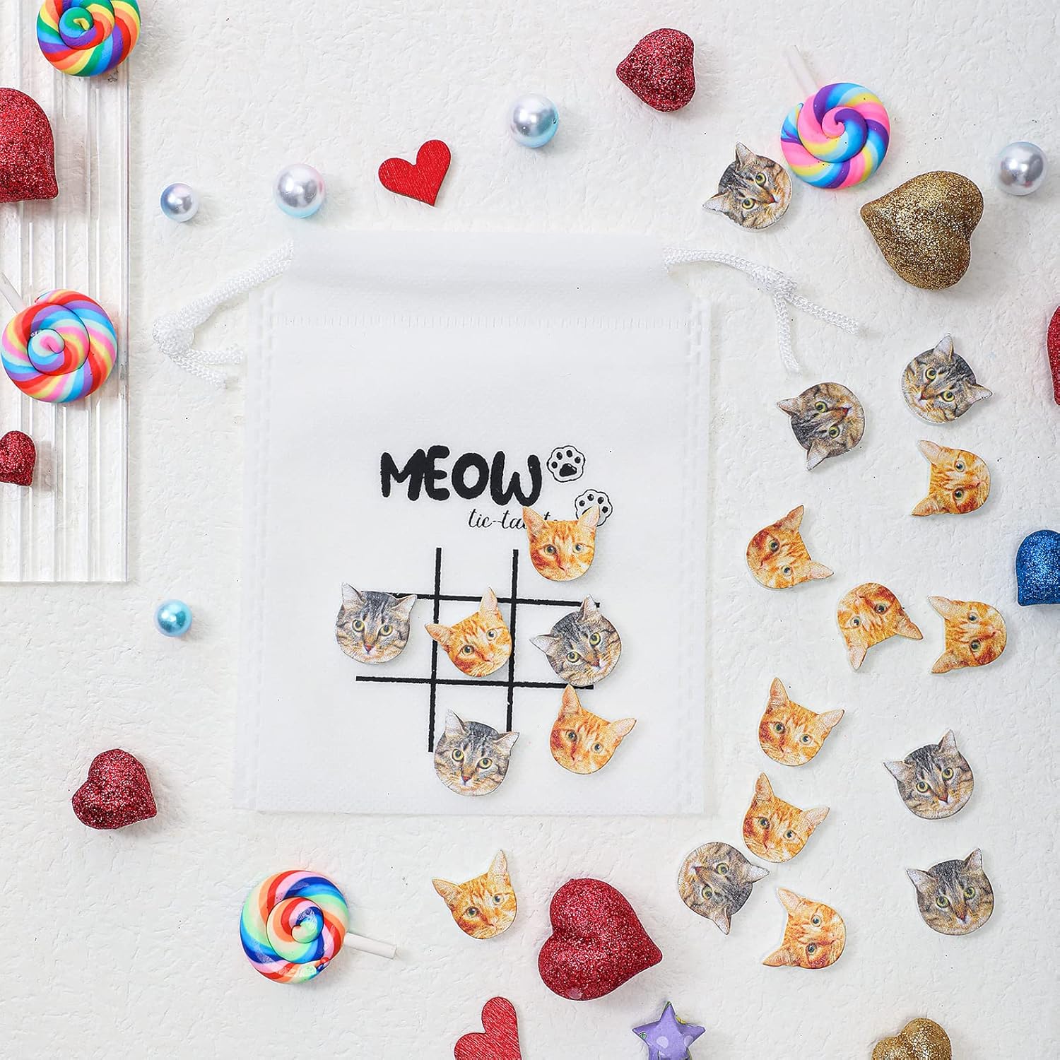 Sotiff 36 Sets Cat Tic Tac Toe Games for Kids Kitties Party Favors Cat Goody Bag Stuffers Classroom Exchange Gifts Outdoor Indoor Activities for Adults Kids School