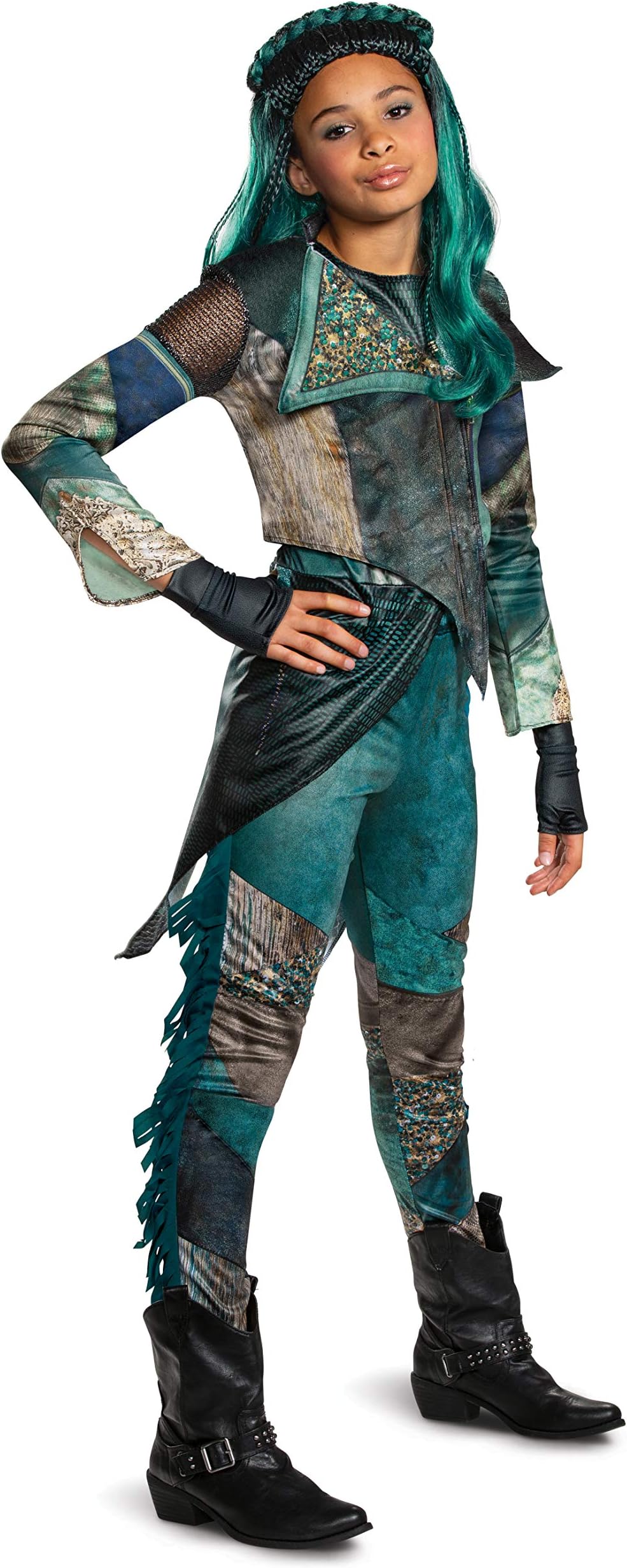 Disguise Disney Uma Descendants 3 Deluxe Girls' Costume, Teal, Medium (7-8)