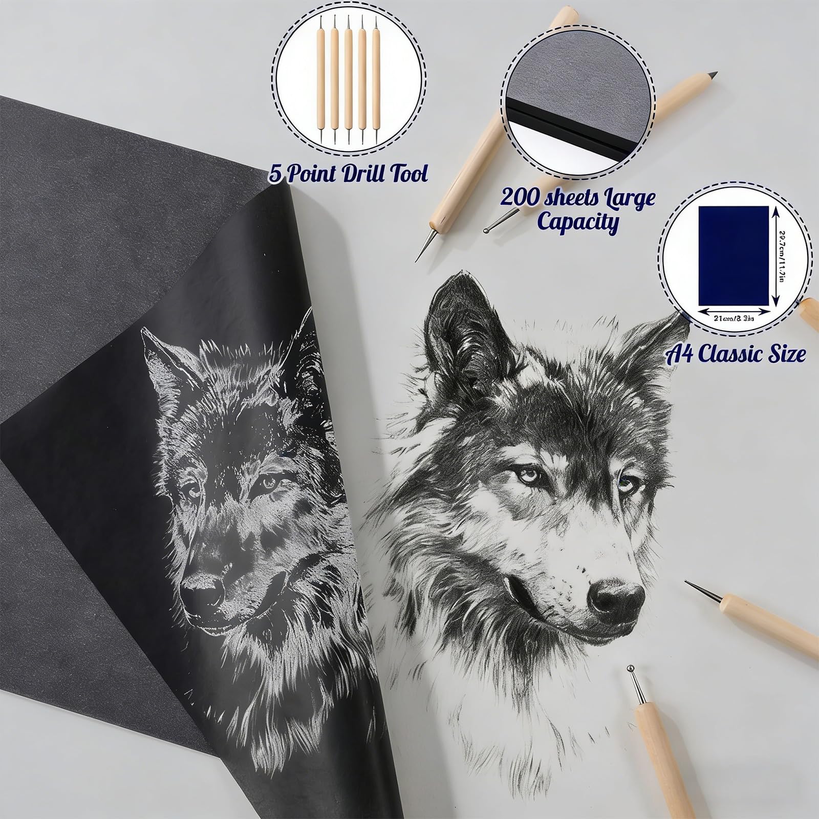 Papier de transfert avec motifs de stylo de gaufrage pour un traçage facile et un papier de transfert artistique détaillé