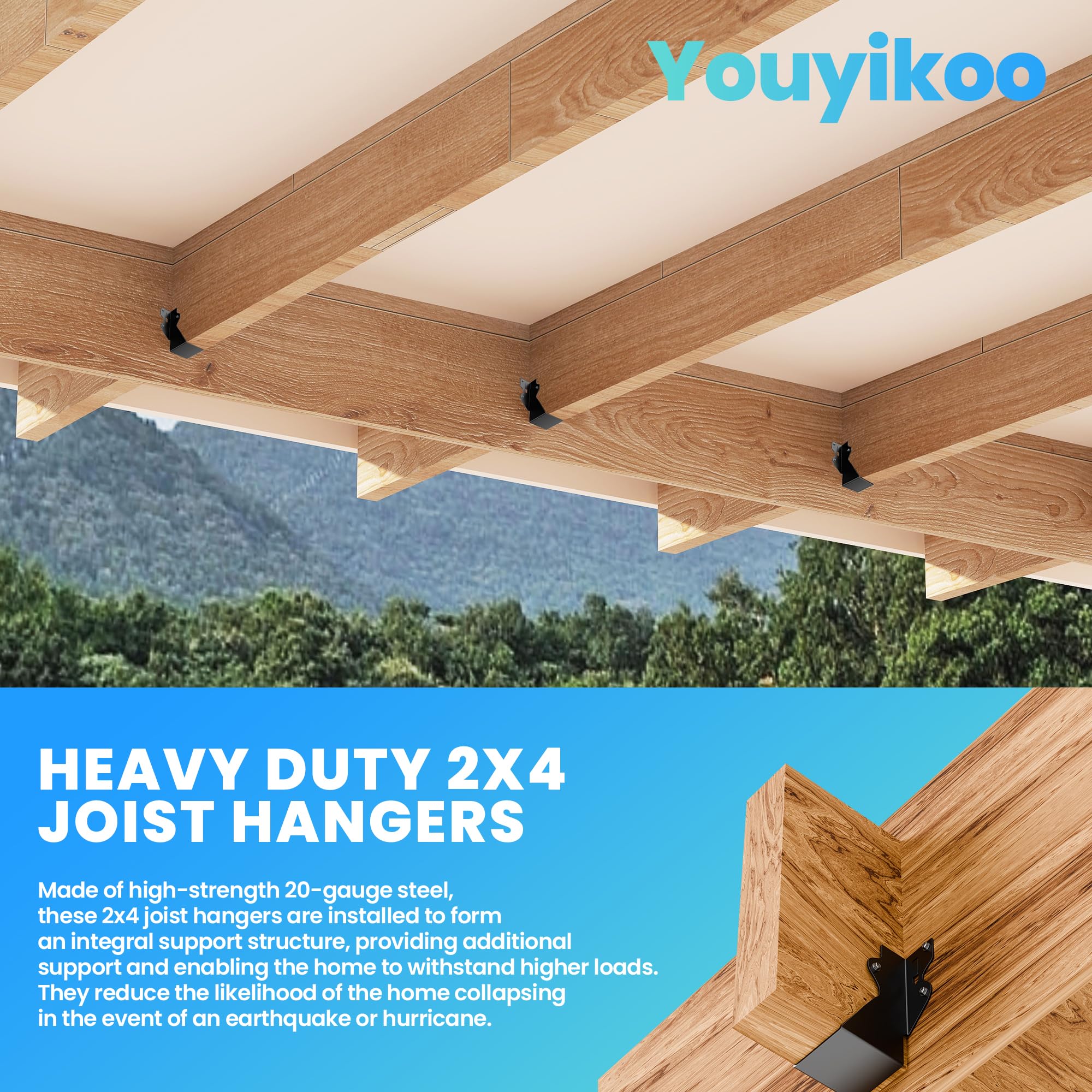 Herbert-fty 20 Pcs 2x4 Black Face-Mount Joist Hangers – Hurricane Ties & Rafter Brackets For Decks, Sheds, Barns, Porches, And Pergolas