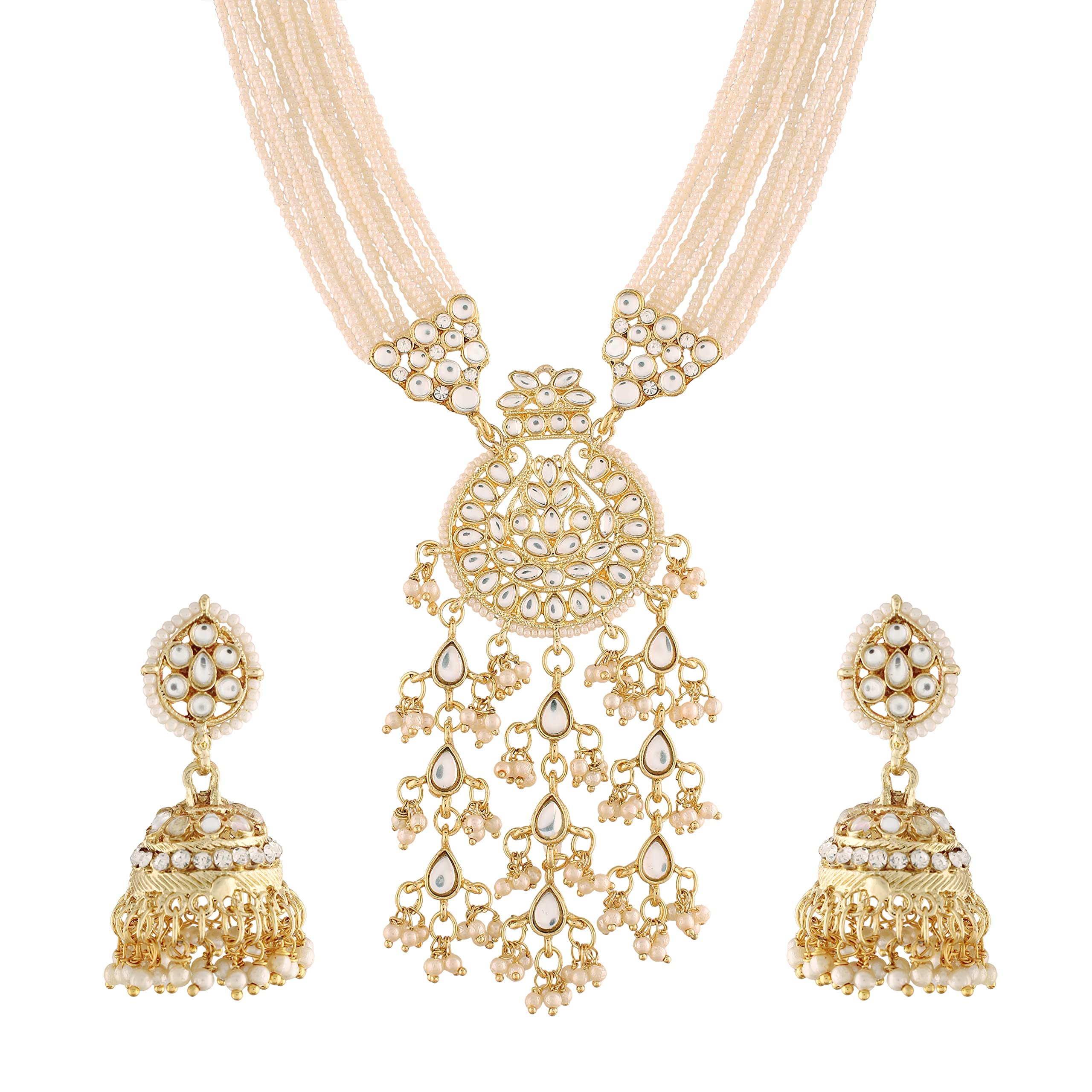 I Jewels 18k Gold Plated Traditional Multistrand Pearl Kundan Studded Necklace Jewellery Set For Women (ML308W) (B09MS58V9M) Amazon Price History, Amazon Price Tracker