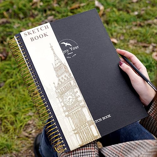 Miniatura 9 de Cuaderno de bocetos de tapa dura para dibujar de 8.5 x 11 pulgadas, cuaderno de bocetos en espiral para adultos, mujeres y niños con 3.53 ozm, 68