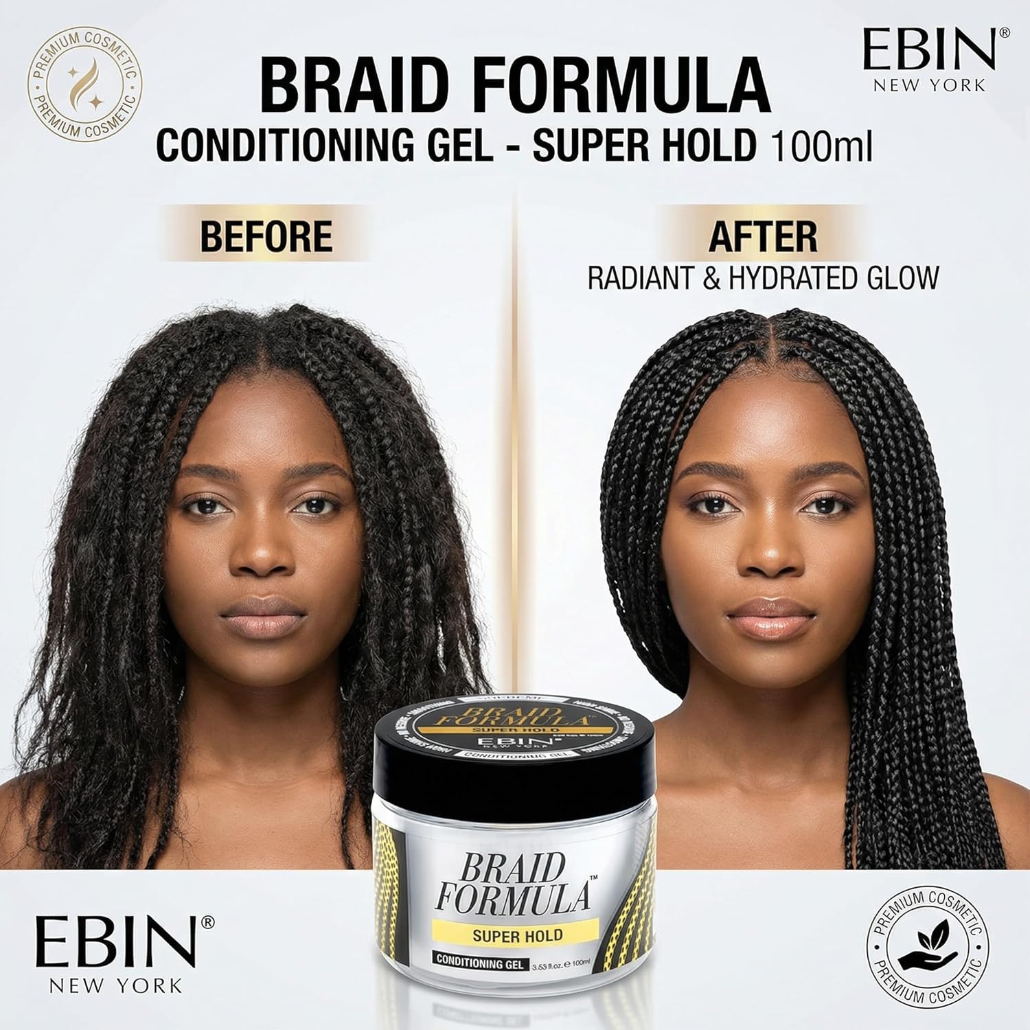 Braid Formula Conditioning Gel Super Hold 100ml – Braiding Gel for Neat Braids – Edge Control Gel for Black Women – Loc Gel and Braid Gel – Styling Gel and Hair Gel Women – Baby Hair Gel Shine Jam Gel