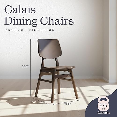 Miniatura 2 de Alaterre Furniture Calais - Juego de 2 sillas de comedor modernas de mediados de siglo, juego de sillas de madera maciza con diseño minimalista,