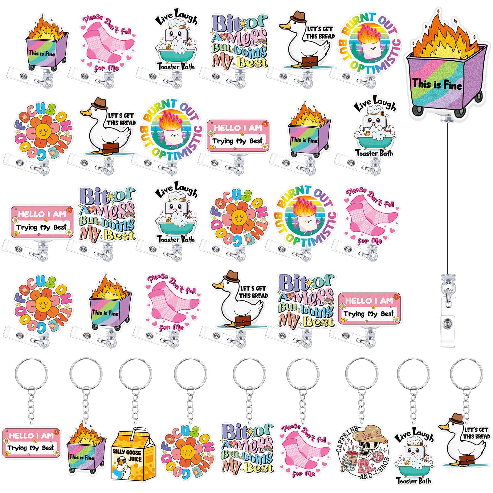 Henoyso 60 Pcs Valentine's Day Nurse Badge Reel Keychain Nurse Gift Bulk Retractable Nursing Badge Holder ID Reel Rn Valentines CNA Gift for Women