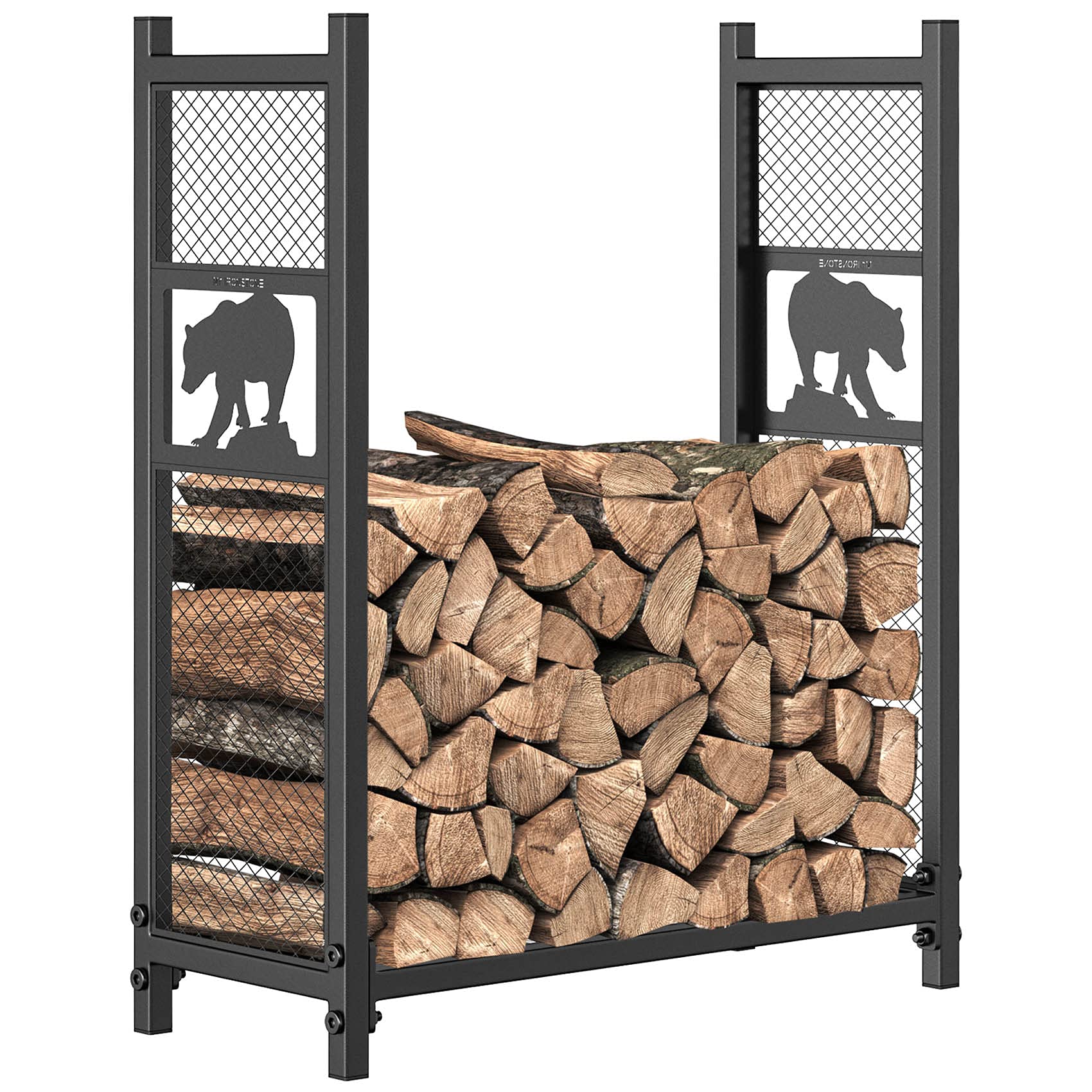 Buy Mr IRONSTNE 3 ft Firewood Rack, Outdoor Wood Rack for Firewood Storage Racks, with Carving