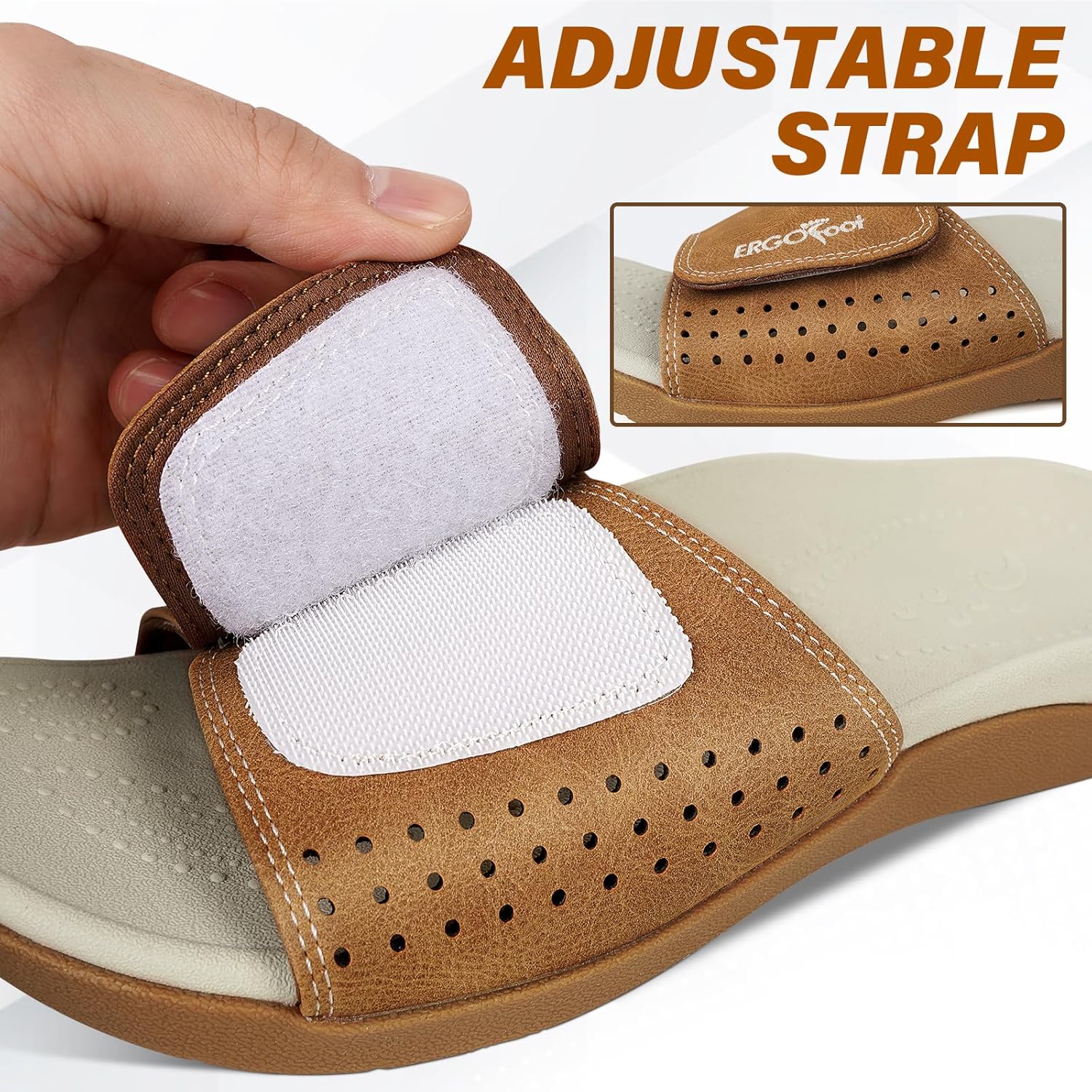 ERGOfoot Slide Sandals with Arch Support, Comfortable Plantar Fasciitis Feet Walking Sandal, Orthopedic Sandals with Adjustable Straps, Foot Pain Relief - Image 4