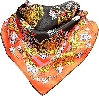Versace Jeans Couture Fantasy Floral Print Black/Red Pure Silk Scarf for Womens