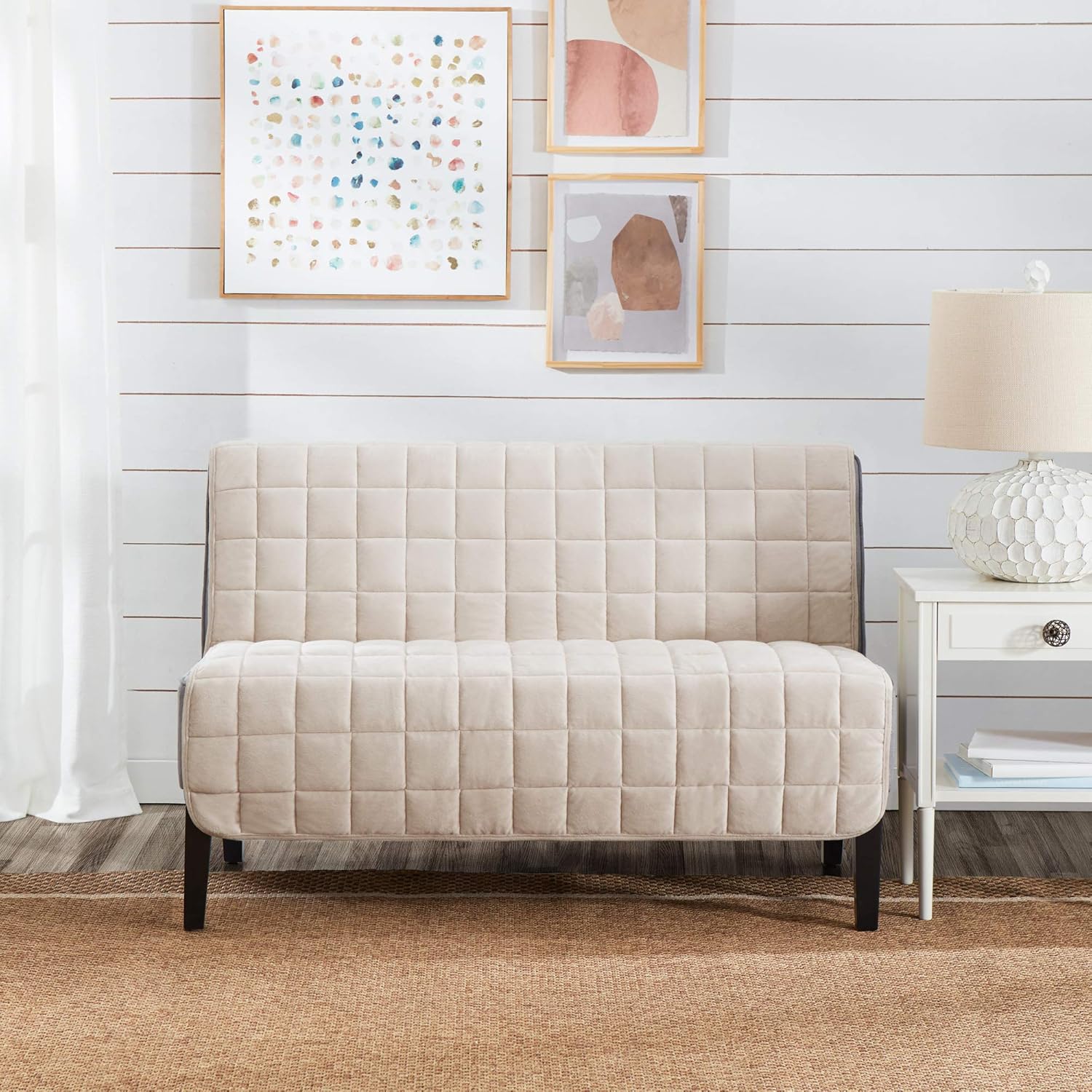 Buy SureFit Quilted Deep Pile Velvet Armless W/NonSlip Paw Print Back