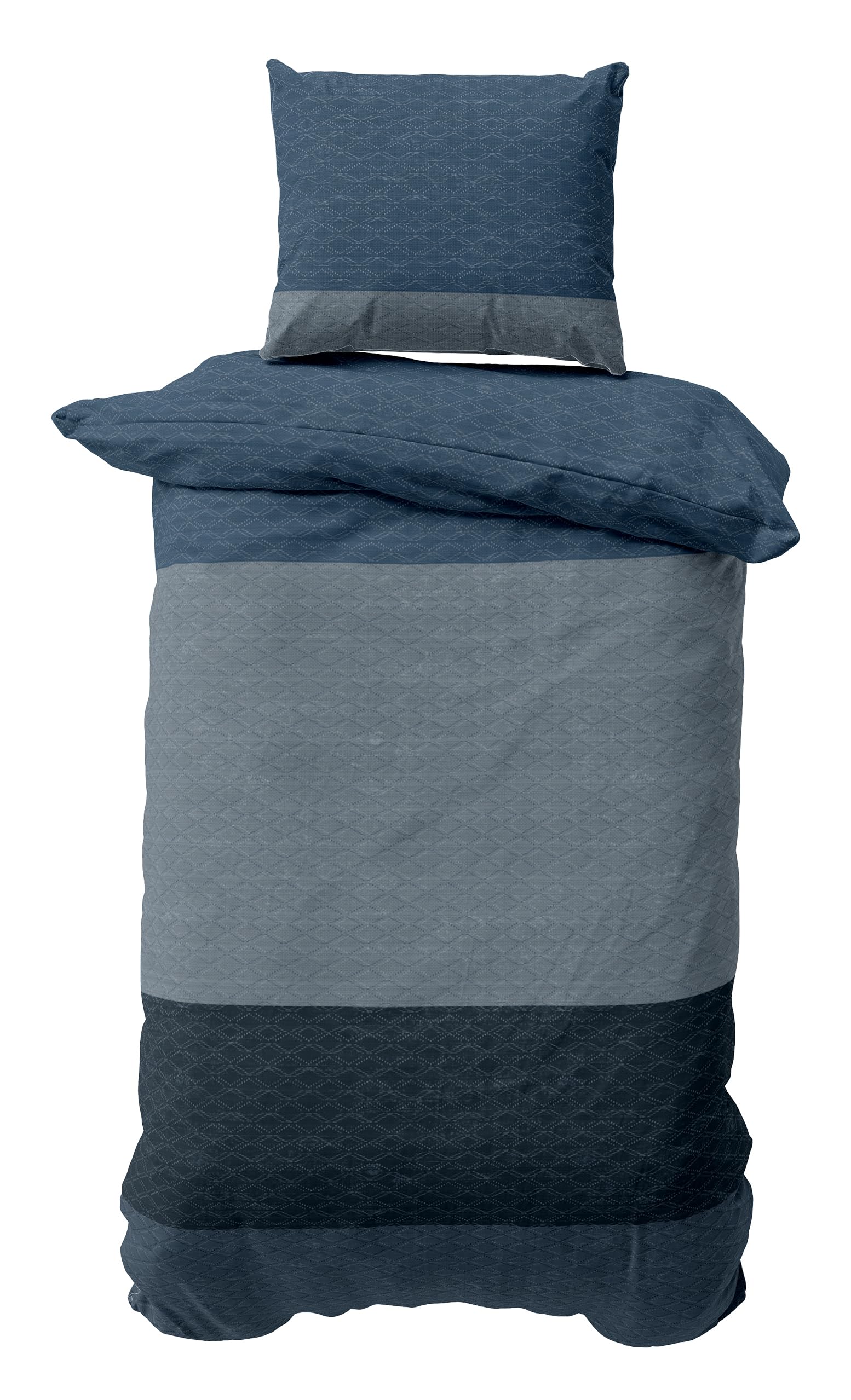 Parure de lit respirante en pur coton bleu avec fermeture éclair pratique