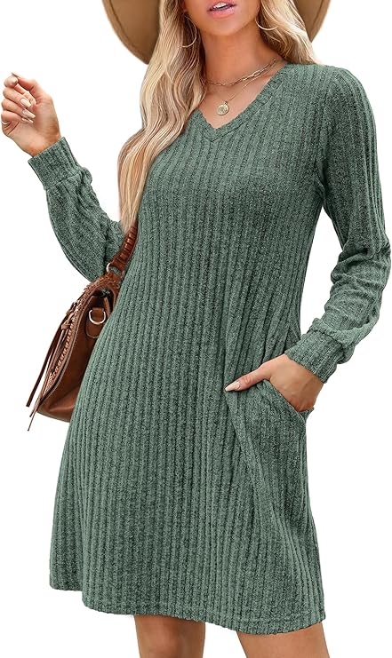Cozy Fall V-Neck Sweater Dress | Casual & Chic
