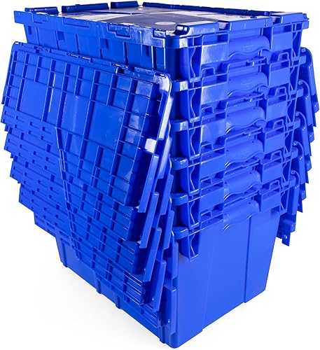 Miniatura 9 de IDL Packaging Bolsa de plástico industrial de 14 galones con tapas con bisagras, color azul, paquete de 3, contenedor grande de 22 pulgadas de largo