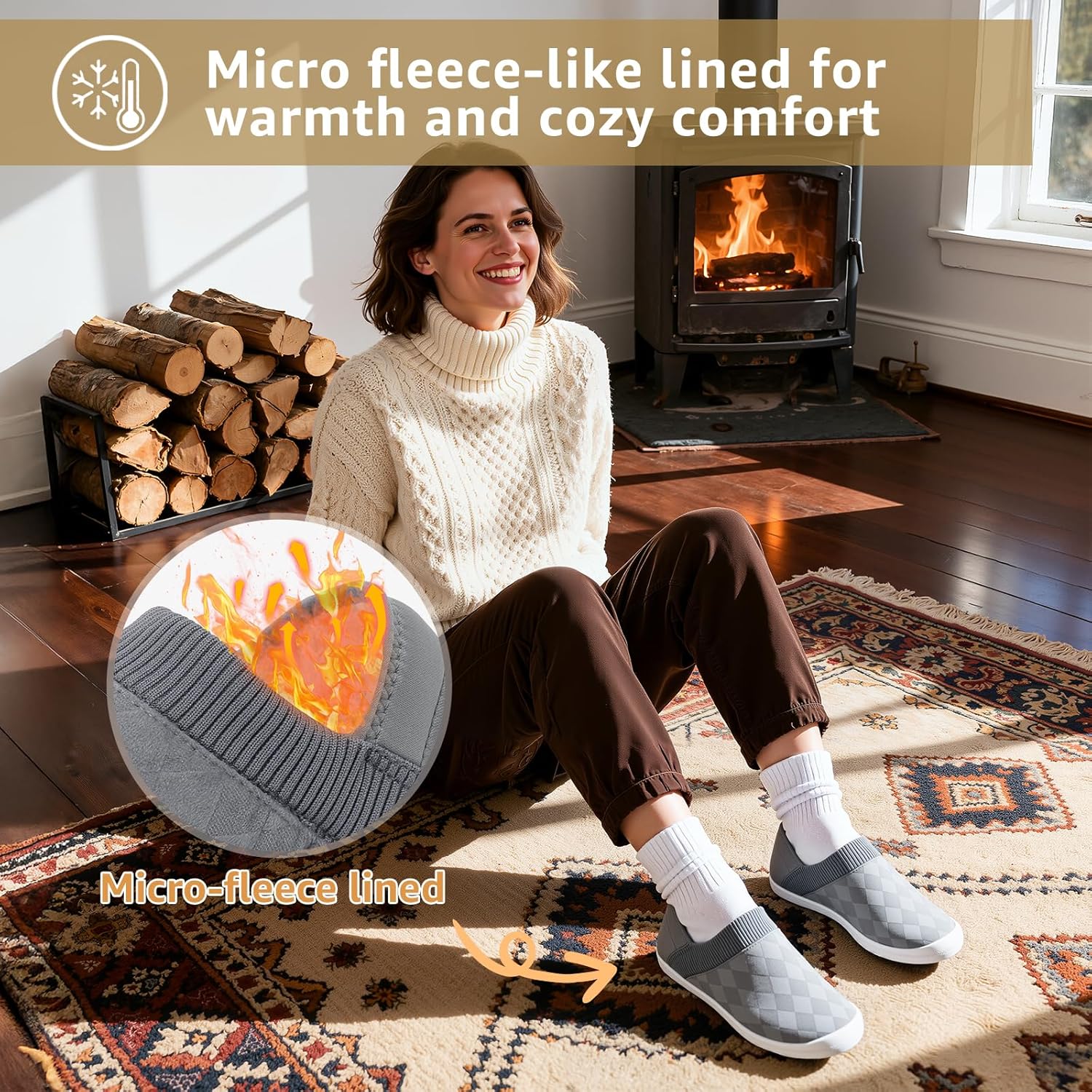 STQ Womens Indoor Slippers Slip on House Slipper with Cozy Warm Bedroom Home Travel Fluffy Shoes Grey 10 US - Image 4