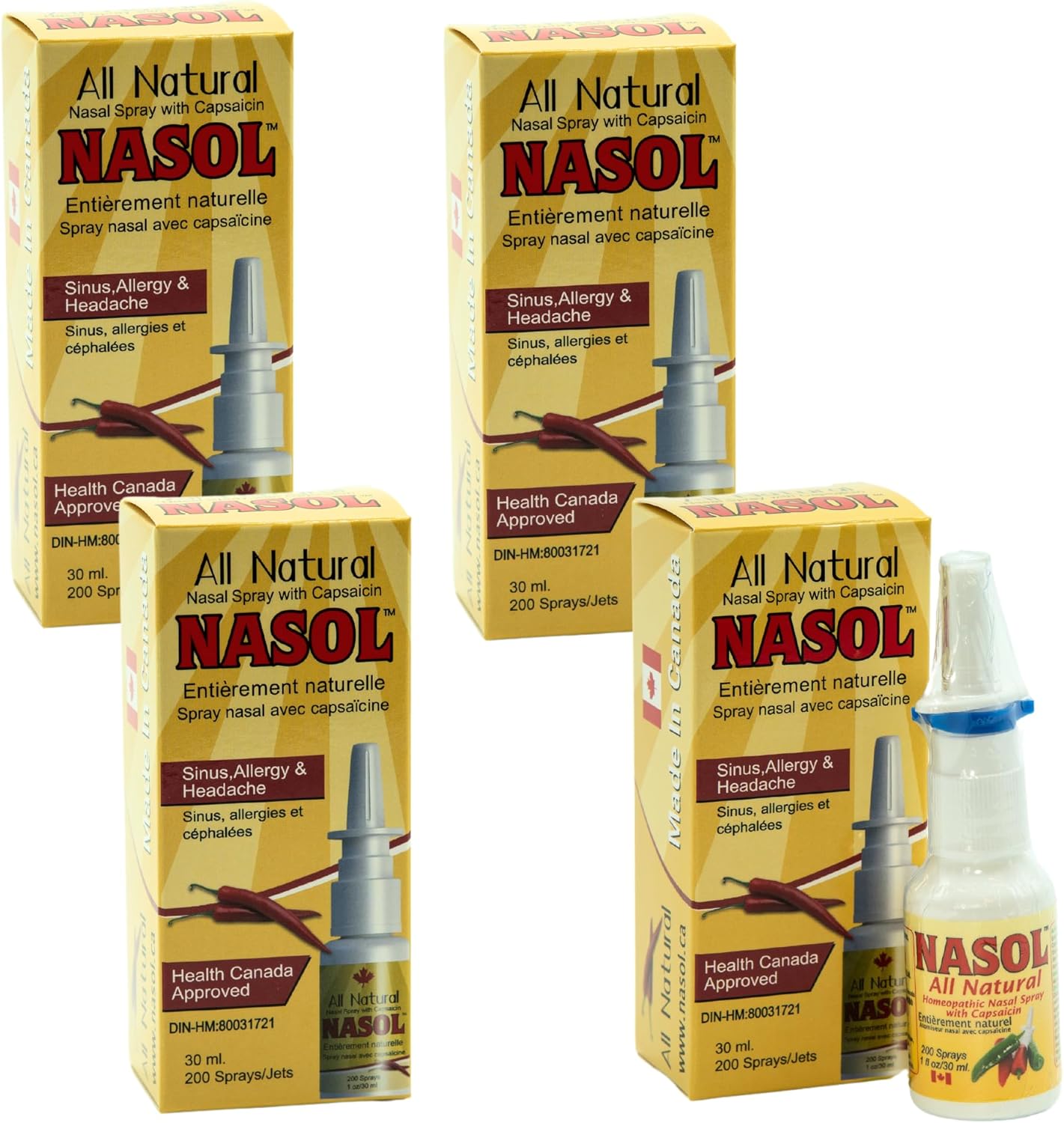 Nasol Capsaicin Nose Spray Decongestant Nasal Spray 1oz/30 ml Natural