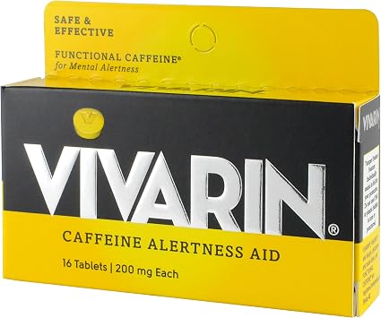Vivarin, Caffeine Pills, 200mg Caffeine in Each Tablet, Safely and Effectively Helps You Stay Awake, Alertness Aid, Energy Supplement, 16 Tablets - 1 Pack
