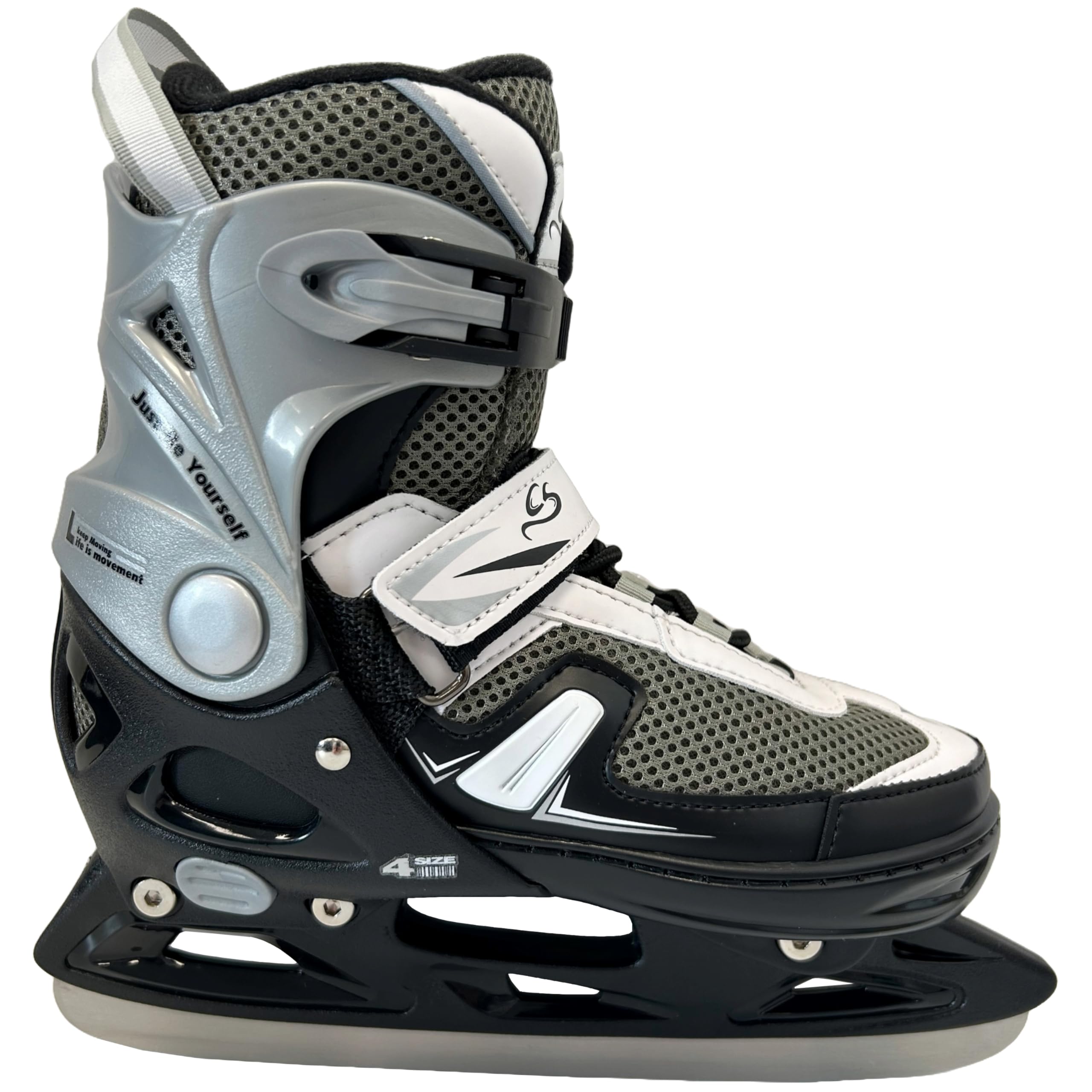 Cox Swain verstellbare Schlittschuhe Push, Eislaufschuhe für Kinder, Jugendliche und Erwachsene bis 100KG, vorgeschliffene Edelstahlkufe, Softboot, Black Gr. S (33-36)