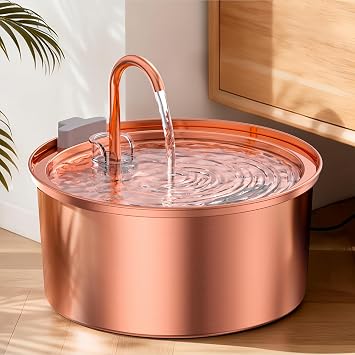 Tomxcute Copper Cat Water Fountain, 108oz/3.2L Large Capacity, Ultra-Quiet Pump 25dB, Multi-Layer Filtration, Easy Hand-Wash Design for Cats & Small Dogs