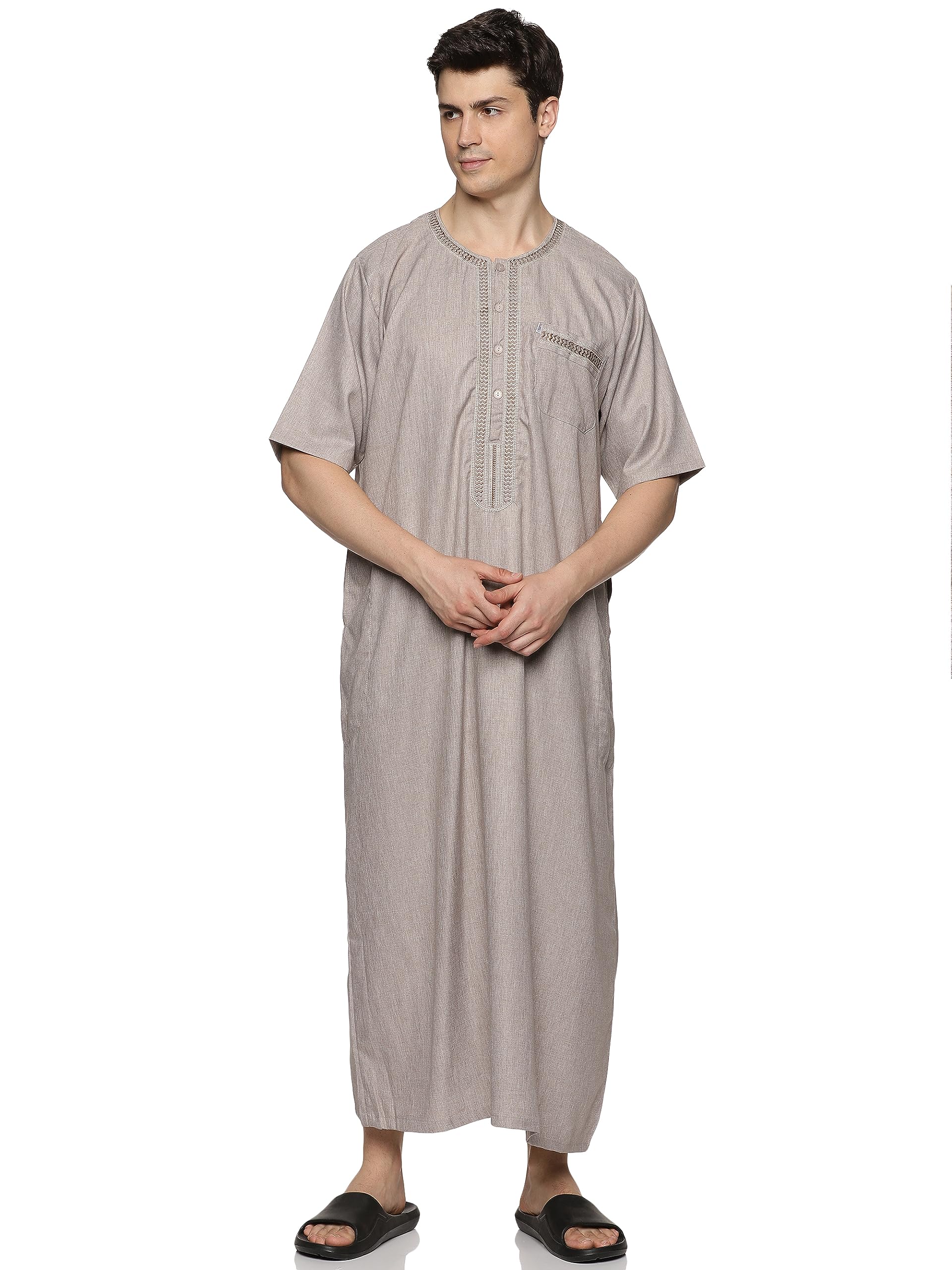 العثيمانMen Men's Round Neck Jalabiya Men's Jalabiya Thobe