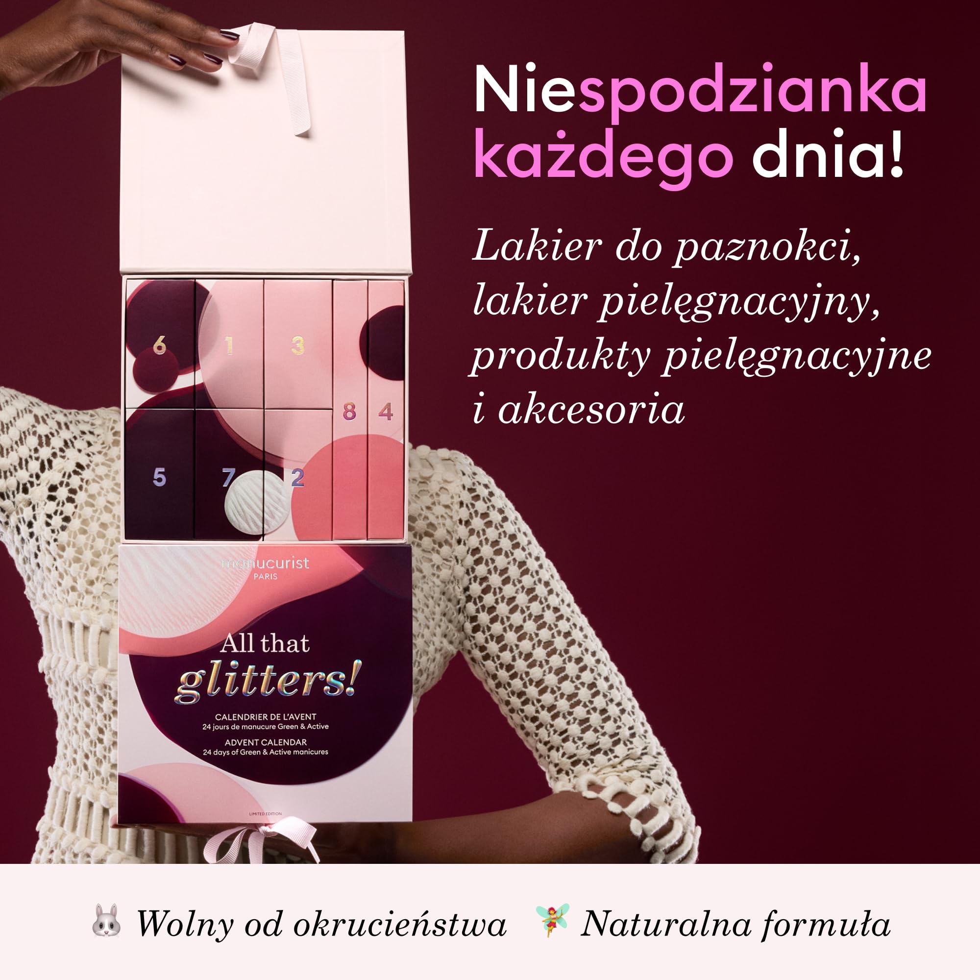 Manucurist Green & Active 2025 Kalendarz Adwentowy 24 Full Size Lakiery Pielęgnacja Paznokci Prezent dla Kobiety