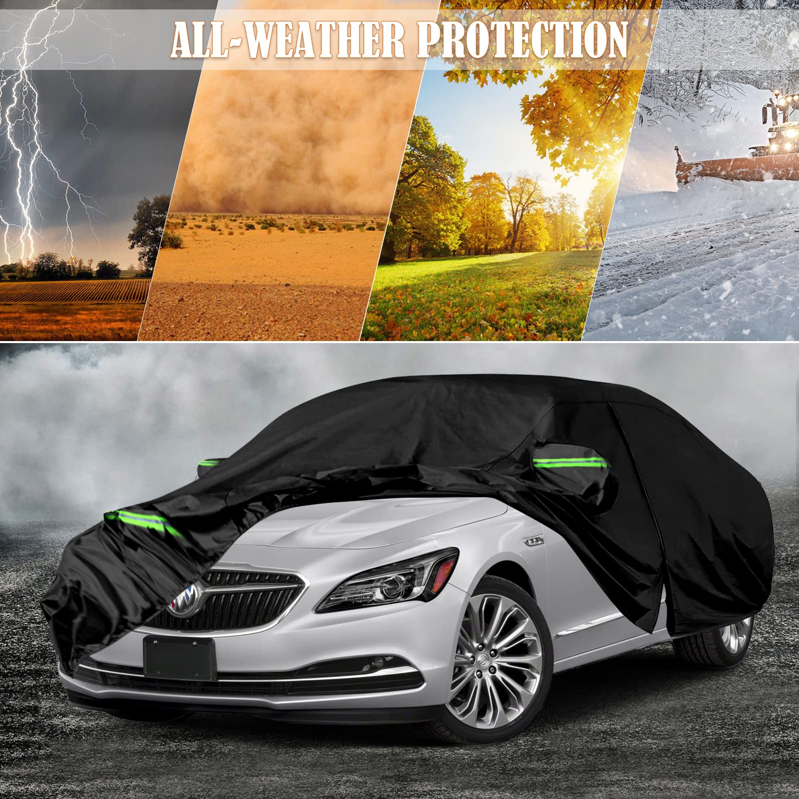 Waterproof Car Cover Replace for 2004-2025 Buick Lacrosse 6 Layers All Weather Car Covers with Zipper Door Windproof — view 5