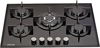 Millar GH7051PB Black Tempered Glass Hob Cooktop with 5 Gas Burners (70 cm)