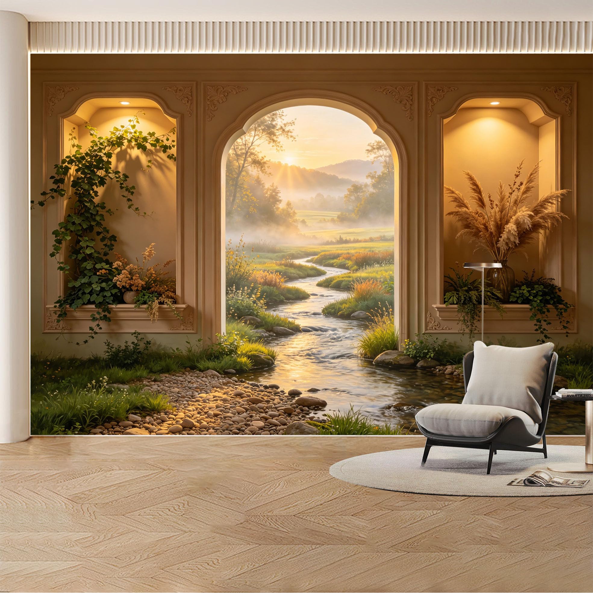 Custom Wall Mural Wallpaper Misty Forest Landscape Nature Wall Decor Large Wall Art Minimalist Nordic Serenity Removable SelfAdhesive Large Photo for Living Room， Bedroom， Office