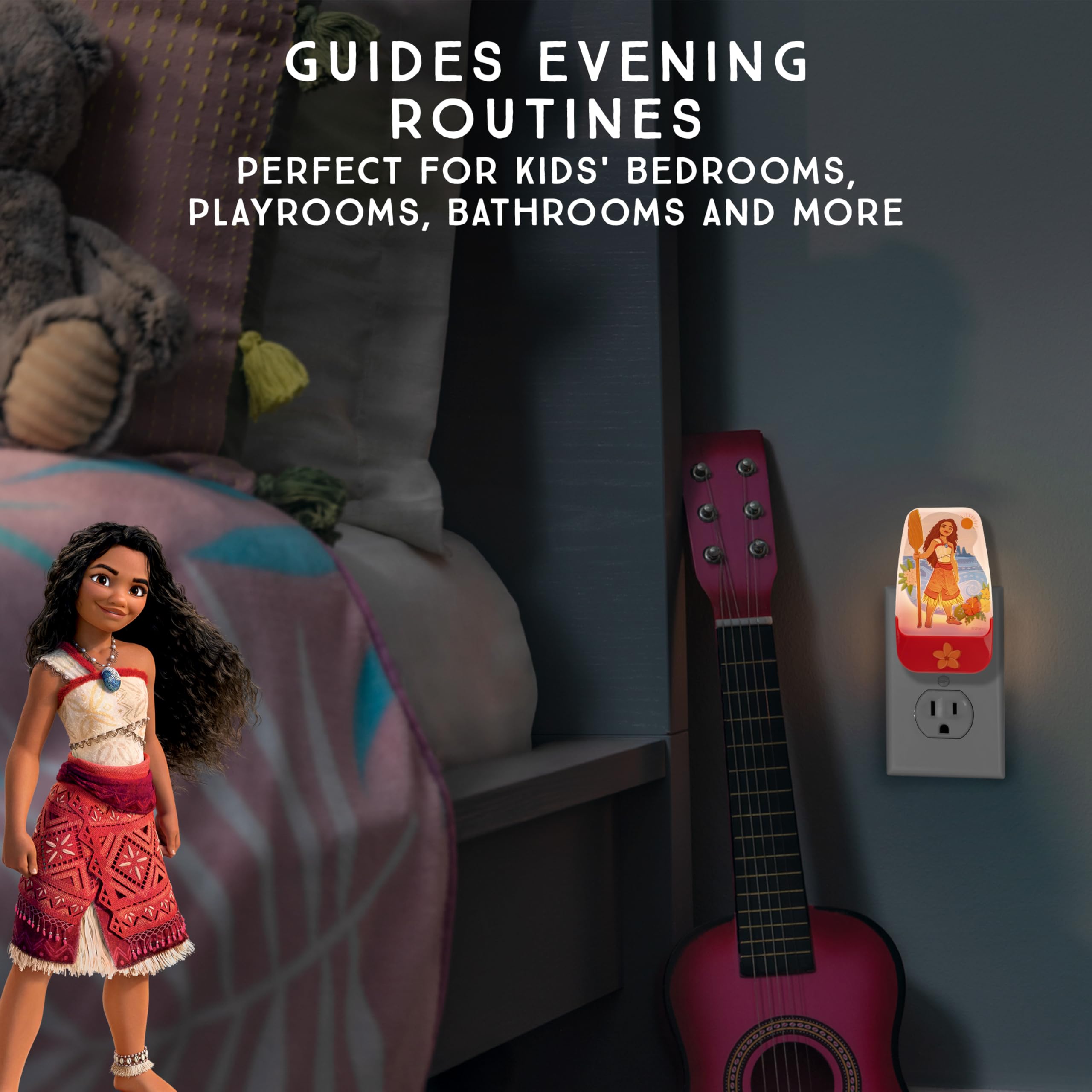 Disney Moana 85993 - Luci notturne a LED, decorazione per la stanza dei bambini, illuminazione d'atmosfera per camera da letto di ragazze e ragazzi, bagno e cameretta dei bambini 85993