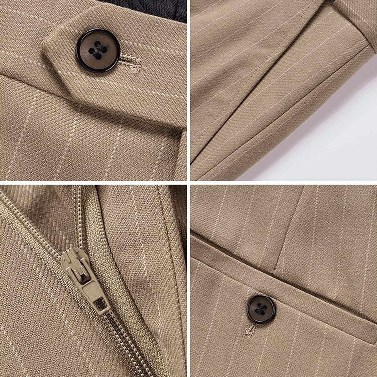 Abiti da Uomo Slim Fit gessati 2 Pezzi Doppiopetto Casual Smoking Blazer Giacca Pantaloni Business Matrimonio Ballo di fine Anno