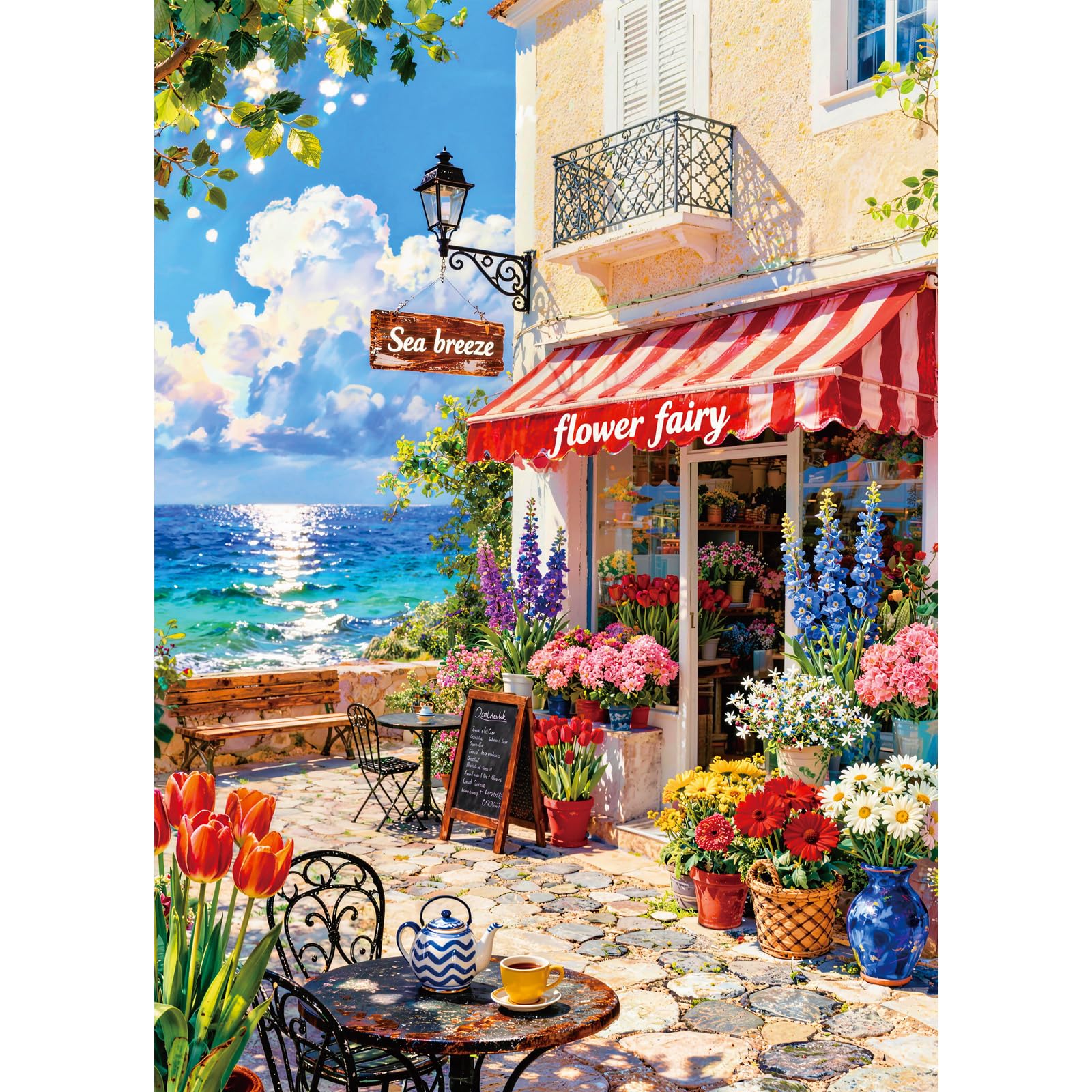 Jigsaw Puzzles For Adults 1000 Flower shop on the coast โ image 1