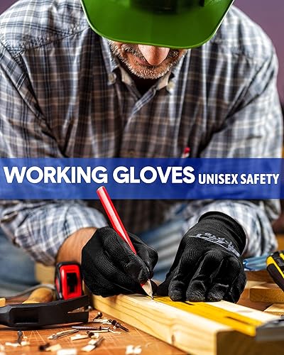 Vista 38 de Honeydak 36 pares de guantes de jardinería para hombres y mujeres, guantes de jardín con revestimiento de goma transpirable Rojo