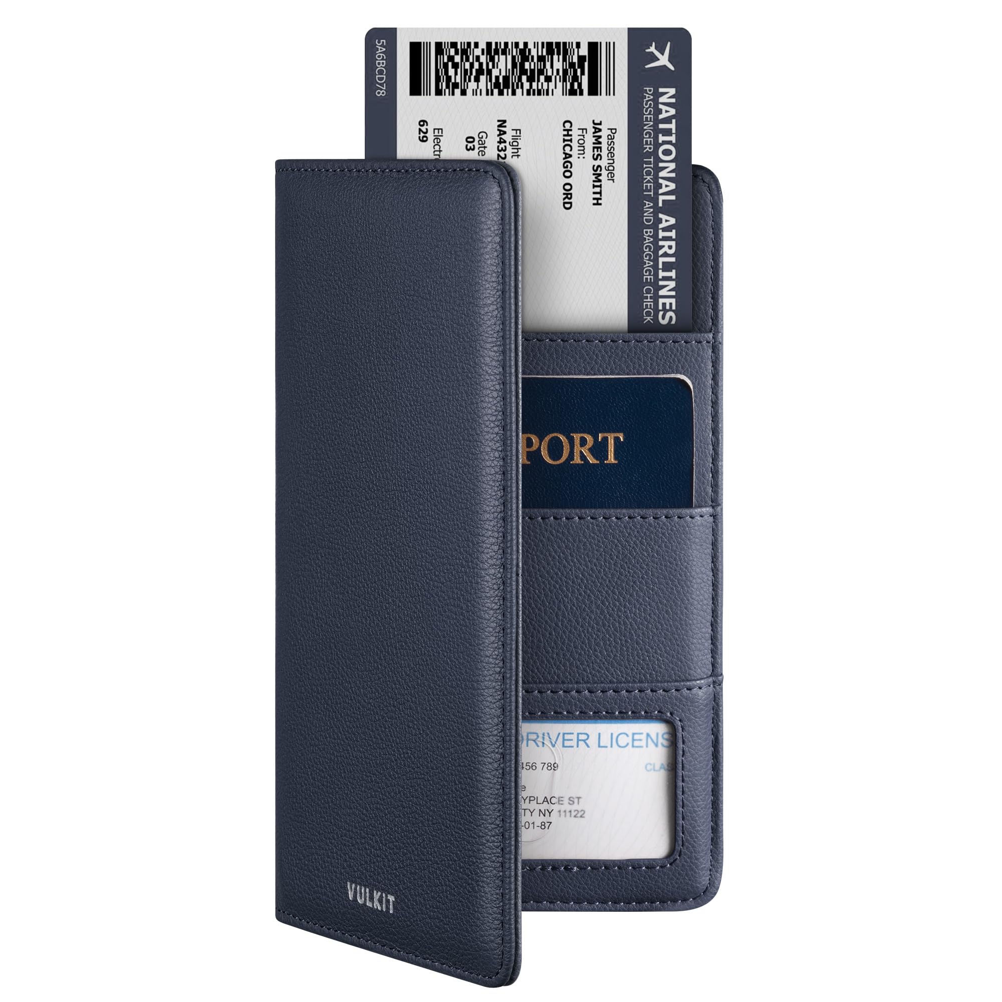VULKIT Passport Wallet for Travel RFID Blocking Premium Leather